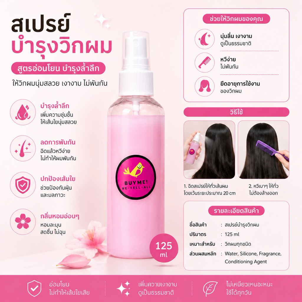 สเปรย์วิก สเปรย์แฮร์พีช คอสเพลย์ น้ำยาบำรุงวิกแก้วิกพัน BUYME! We-Sell-All(พร้อมส่ง)