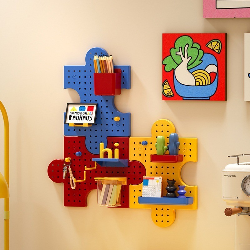 เปก บอร์ดติดผนัง ชั้นวางของติดผนัง DIY แผ่นตกแต่งผนัง อุปกรณ์จัดเก็บของ pegboard ไม่เจาะผนัง