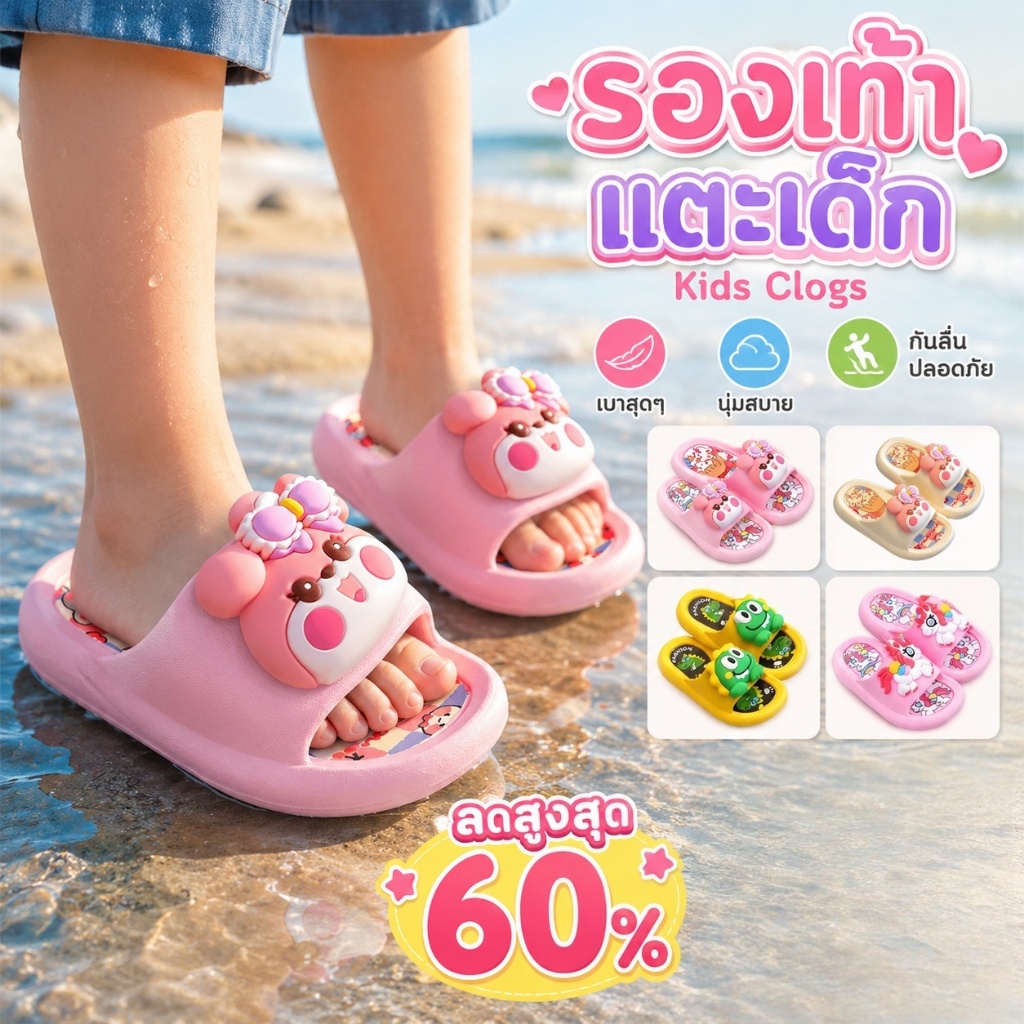 รองเท้าแตะเด็ก PVC ลายไดโนเสาร์การ์ตูน กันลื่น สวมใส่สบาย สำหรับเด็กผู้ชาย ใช้ได้ทั้งในบ้านและนอกบ้าน