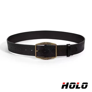 HOLO เข็มขัดผู้หญิงสไตล์วินเทจอเมริกัน สี น้ำตาล ดีไซน์ชาติพันธุ์ เข้ากับกางเกงยีนส์และชุดลำลอง ดูหรูมีสไตล์