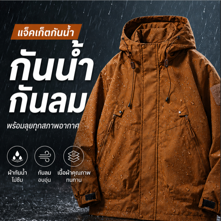 เสื้อแจ็คเก็ตกันน้ำ กันลม สำหรับผู้ชายผู้หญิง เหมาะกับทุกสภาพอากาศ สวมใส่สบาย ทนทาน ป้องกันฝน ลม และแดดได้ดี