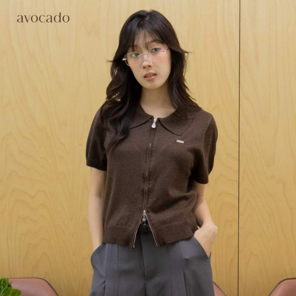 avo เสื้อไหมพรมโปโล 2 ซิป mako knit polo