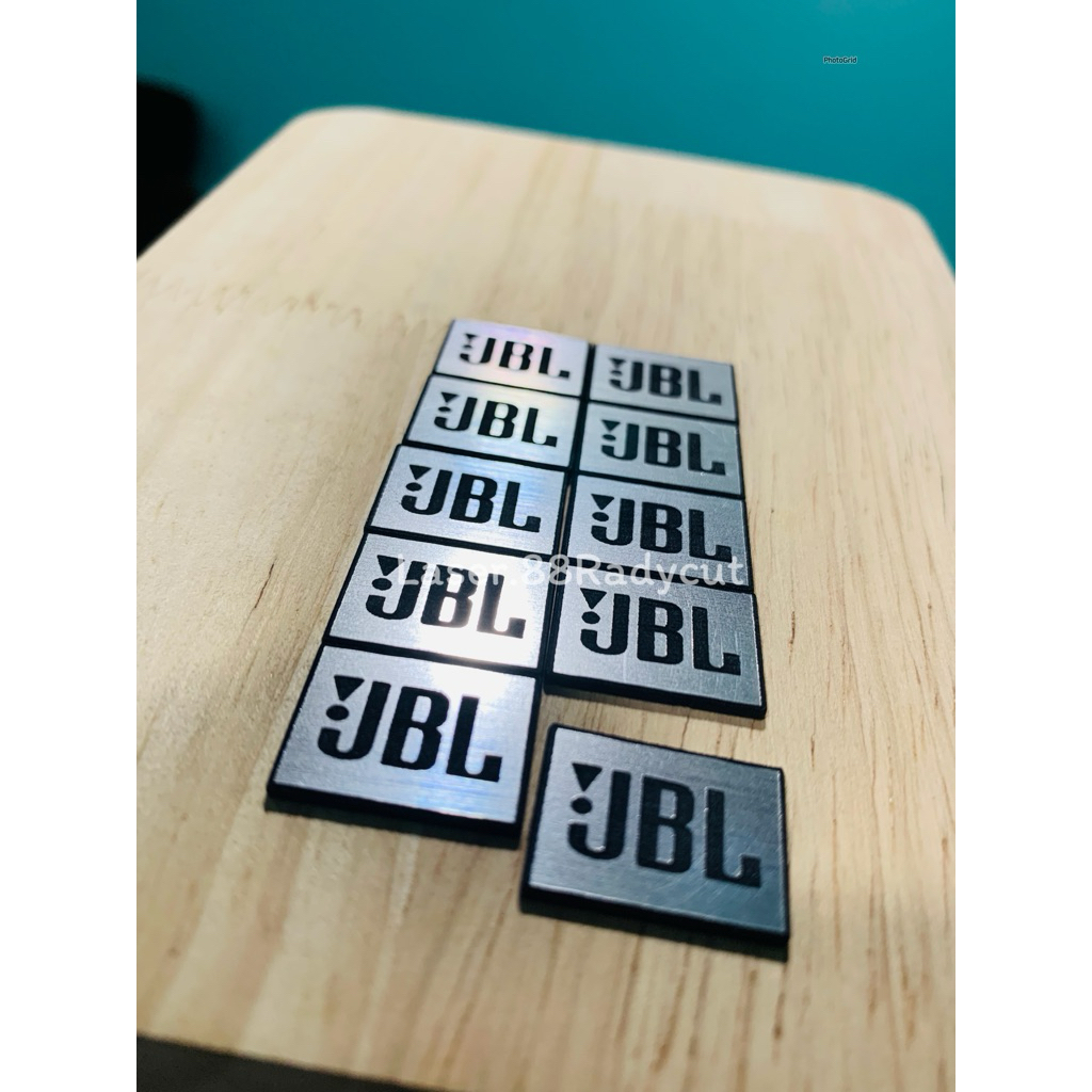 logo2x1.5cm (1ชิ้น/บิล) (เจ บี แอล) เสมือน [!jbl]  วัสดุโรมาร์คผิวผสมABS ทองเงา เงินเงา หนา1.2mm((xไ