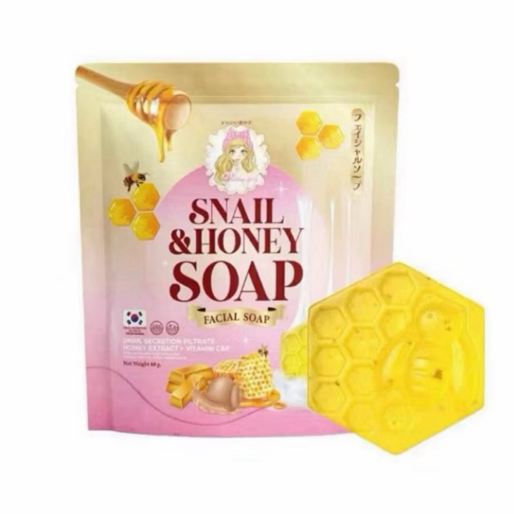 สบู่พริตตี้เกิร์ล สเนล แอนด์ ฮันนี่โซพ Pretty Girl Snail & Honey Soap 60g.