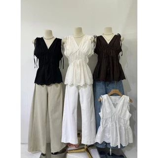 เสื้อลูกไม้ซีทรูดีเทลจีบหน้า ทรง Peplum สวยละมุนแบบสาวเกาหลี