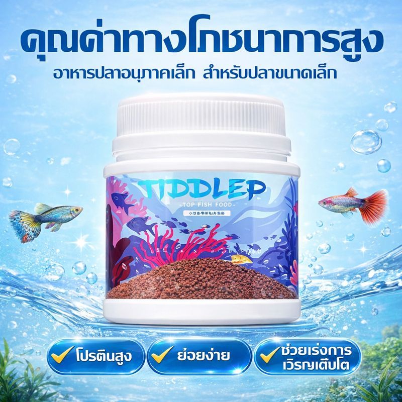 อาหารปลาลอยน้ำ อนุภาคเล็ก ย่อยง่าย สำหรับปลากัด ปลาหางนกยูง ปลาเทตรานีออน ปลาสวยงามเขตร้อน อาหารปลาอเนกประสงค์