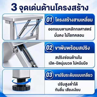🔥Shoppeของแท้🔥FANXING304ไม่เป็นสนิมโต๊ะอาหาร โต๊ะพับสแตนเลส สแตนเลส โต๊ะพับ