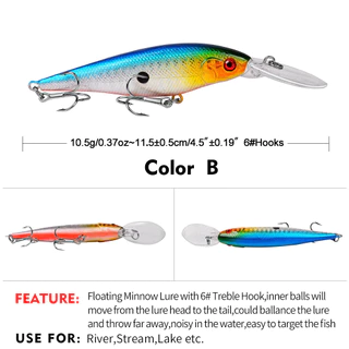 เหยื่อตกปลา เหยื่อปลอม Sinking Minnow 6.5 กรัม 5.5 ซม. พร้อมตะขอ นตกปลาล พลาสติกเหยื่อ เหยื่อตกปลาพลาสติกแข็ง