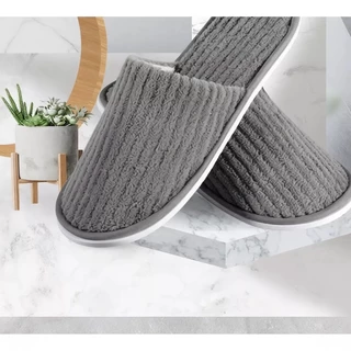 ￼สลิปเปอร์ Slipper สีสดใส รองเท้าลำลอง รองเท้ารับแขก ใส่ในบ้าน ออฟฟิศ โรงแรม หุ้มปลายเท้า เนื้อผ้าดี นุ่ม ใส่สบาย H612(3