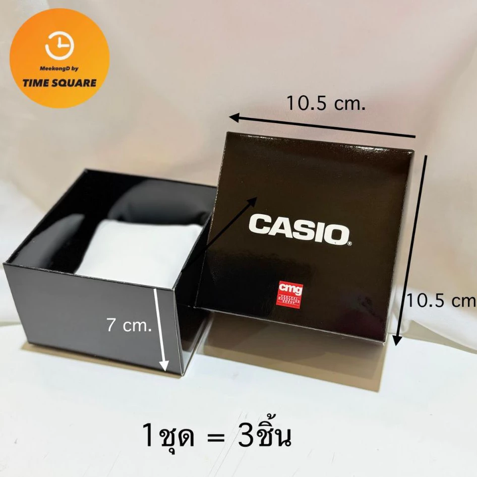 CASIO กล่องใส่นาฬิกา กระดาษแบบเงาอย่างดี สีดำ พร้อมหมอนรอง