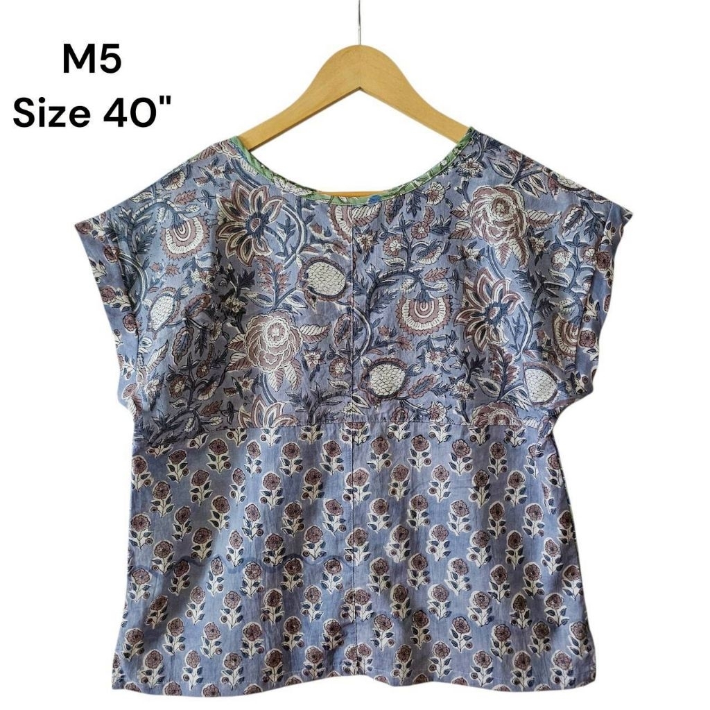 SALEเสื้อคอปาด ไซส์40", 42", 44" ตัดต่อลายหน้าหลังไม่เหมือนกัน  ผ้าคอตต้อนอินเดีย ทรงสวย ใส่ออกมาน่ารักมาก