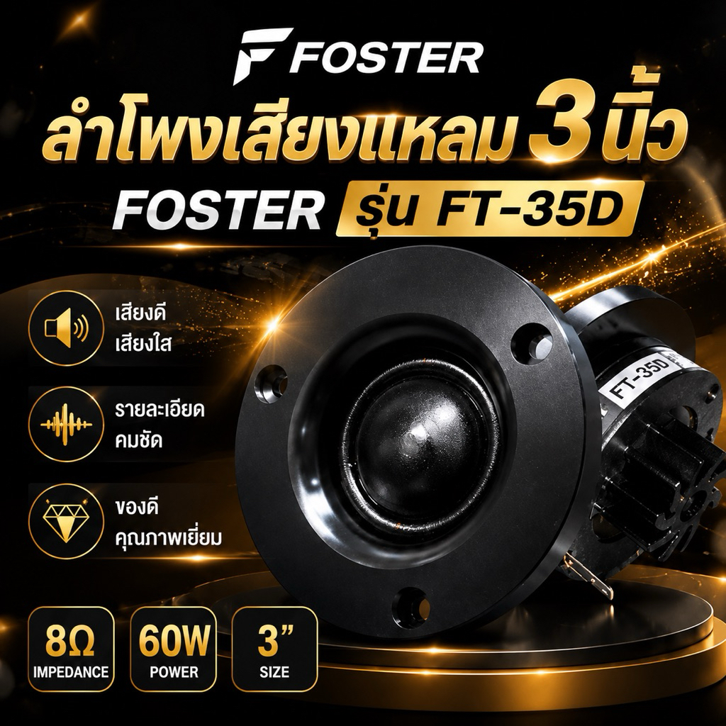 ลำโพงเสียงแหลม 3“ Foster FT-35D เสียงดี เสียงใส (ราคาต่อ1ดอก)