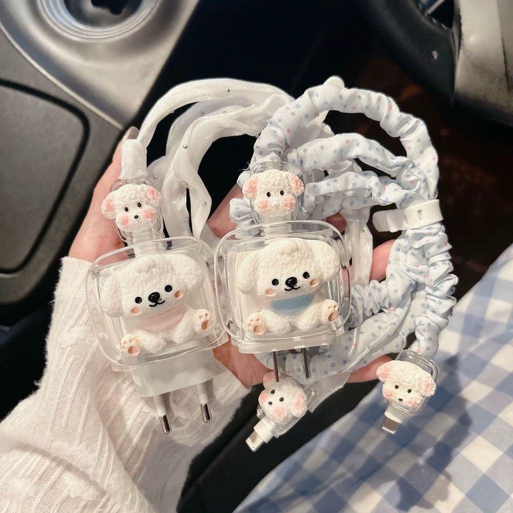 🔥ส่งจากไทย  มาใหม่ 1ชุด 5ชิ้น🔥 เคส สำหรับ ไอโฟน Apple Power Adapter 18W 20W 25W 35W สายชาร์จ ลายเชอรี่ยัก  Cable Bite ราคาถูก Shopee Lazada