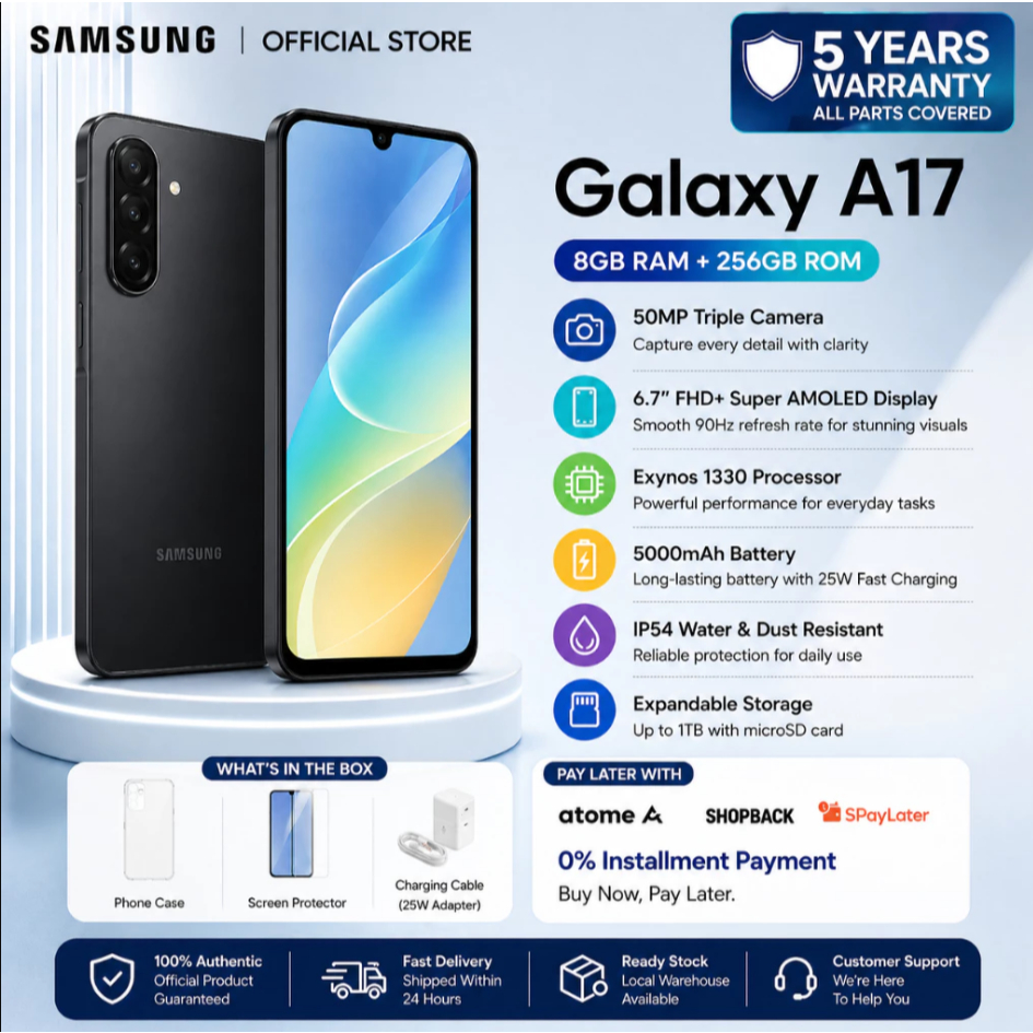 Samsung Galaxy A17 5G 8GB RAM + 256GB ROM Smartphone | 5000mAh | 50MP Camera |