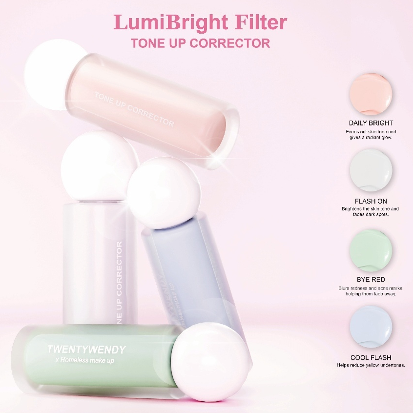 (เซท4ชิ้น/ของแท้) TwentyWendy LumiBright Filter Tone Up Corrector เบสปรับสีผิว