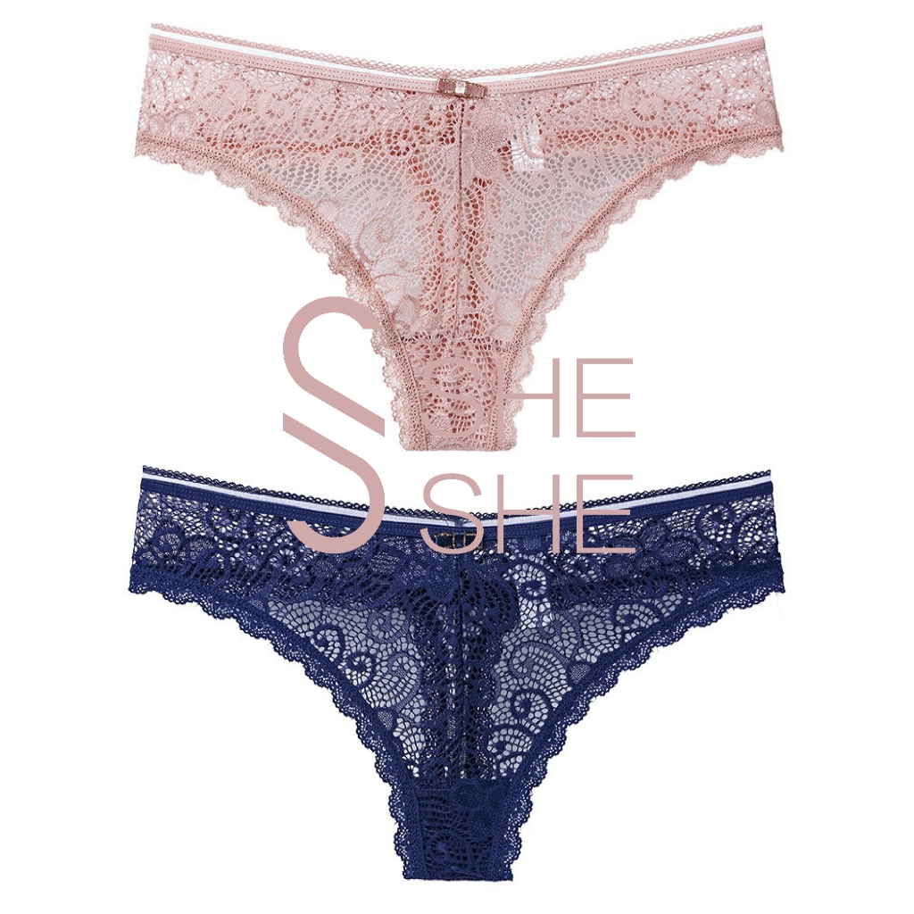 【sheshe】#D-021 กางเกงชั้นในลูกไม้จีสตริง กางเกงชั้นในผู้หญิงจีเป็นเ ระบายอากาศ สําหรับผู้หญิง
