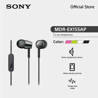 Sony หูฟัง In Ear รุ่น MDR-EX155AP | Smartphone compatible, with in-line remote mic | Y-shaped cord type, 1.2m length