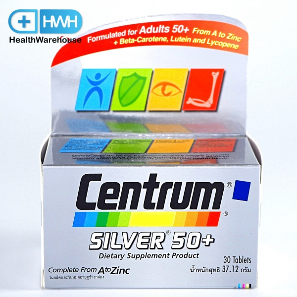 Centrum Silver 50+ A to Zinc + Beta-Carotene Lutien 30 เม็ด