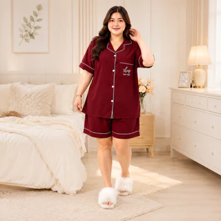 ิBigsize+++ อก43-52-60 ไหมอิตาลีสีพื้น ปักหน้าอก ชุดนอน