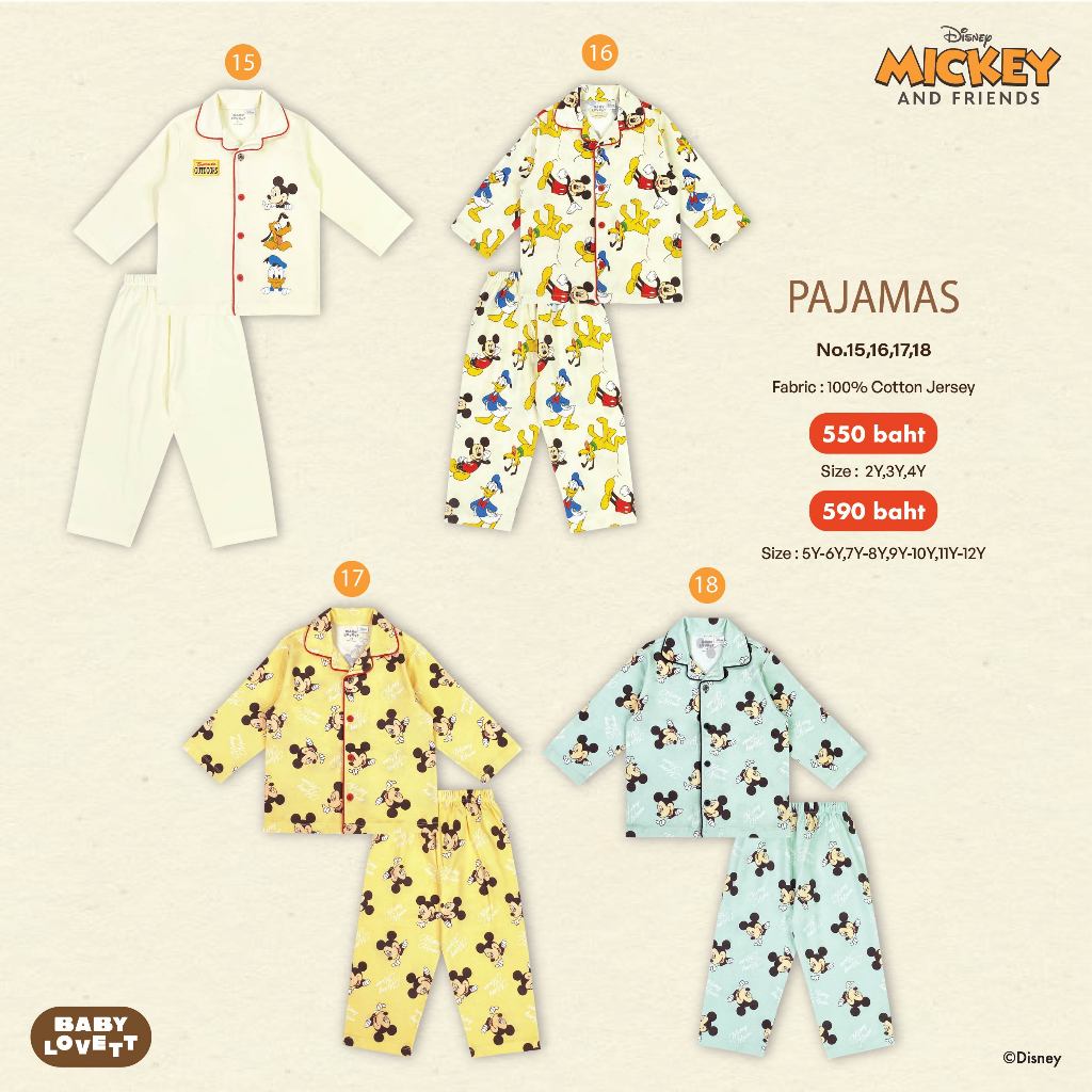 [Babylovett] (V7) Mickey Mouse & Friends - Pajamas ชุดนอนคอปก