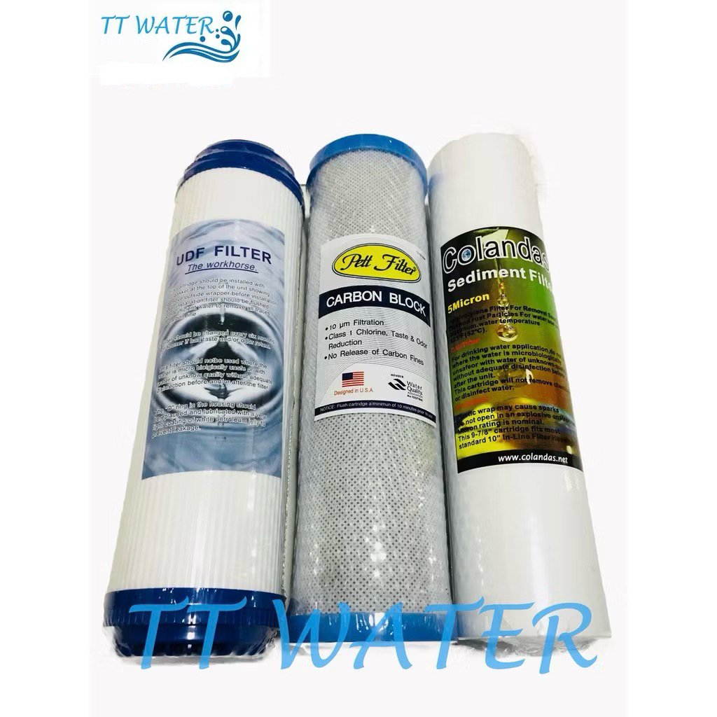TT WATER ชุดไส้กรองน้ำดื่ม 3 ขั้นตอน รุ่น PP-Block Carbon-Gac Crbon