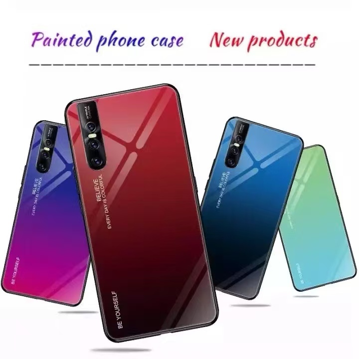 เคสกระจก แบบไล่สี ใช้กับรุ่น Vivo V15 V15Pro V23 V25 เคสกระจกสี พร้อมจัดส่งทันที่