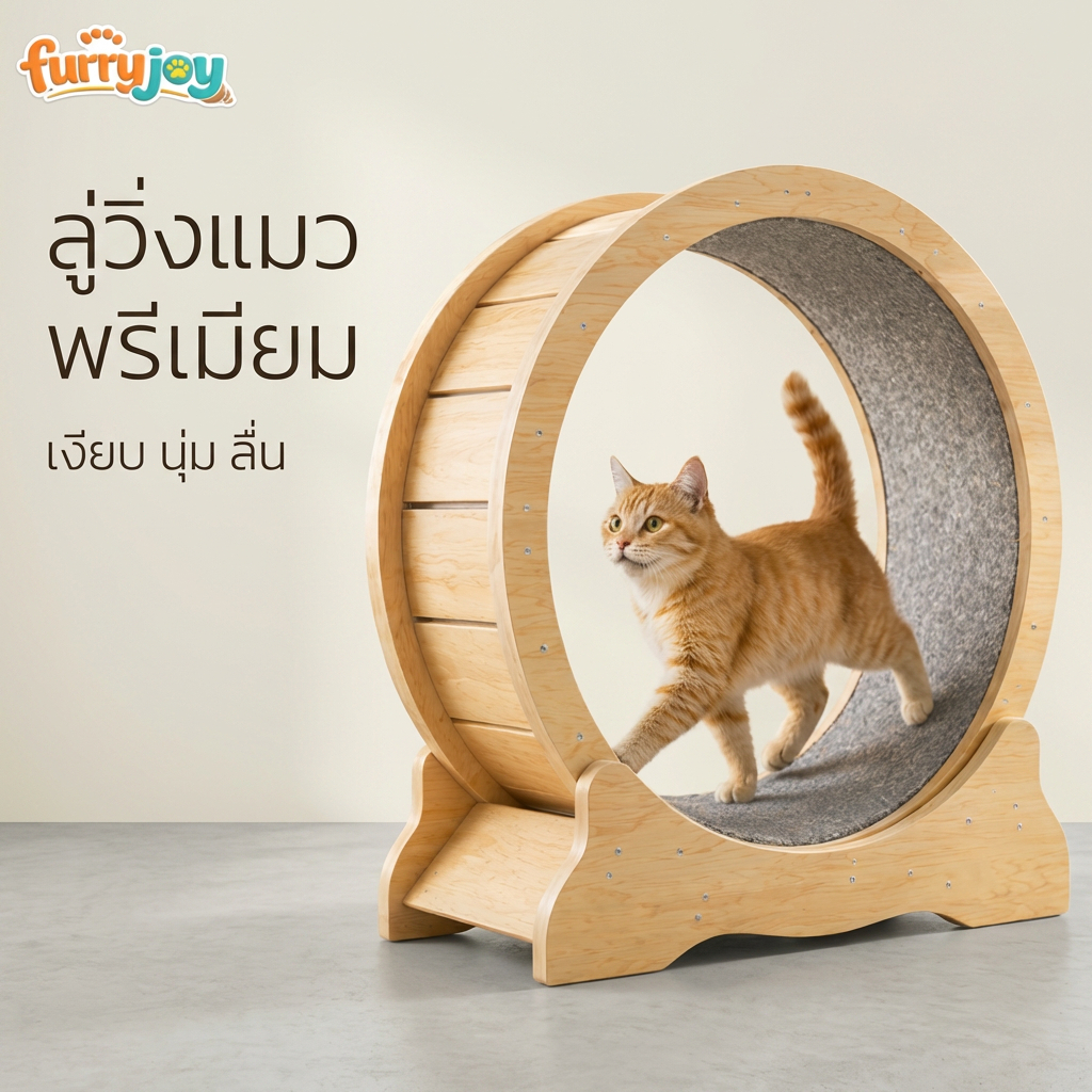 [FurryJoy]ลู่วิ่งแมว ไม้สนแท้ ลดอ้วน ออกกำลังกายในบ้าน ปลอดภัย เสียงเงียบ