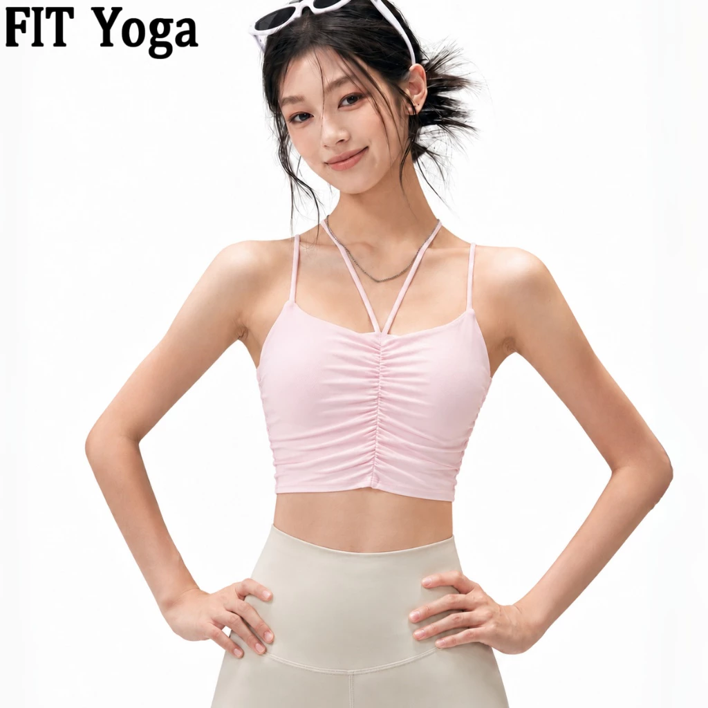 FitYoga บราสปอร์ตสตรี เสื้อโยค้าวีซียอด สายเดี่ยว สำหรับปราลาซิท