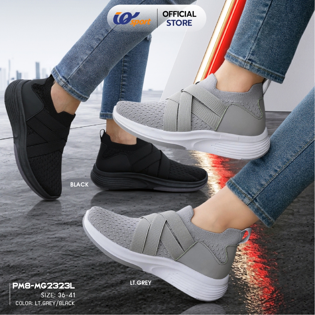 IQ SPORT รองเท้าผ้าใบผู้หญิง(Slip-On)แต่งคาดหน้า รุ่นPM8-MG2323L