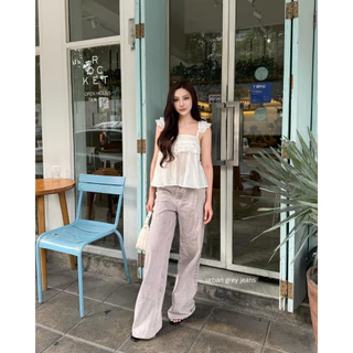 arka atelier - custom jeans (s-xxl) กางเกงยีนส์เอวสูง สีพิเศษ ขากระบอกกลาง