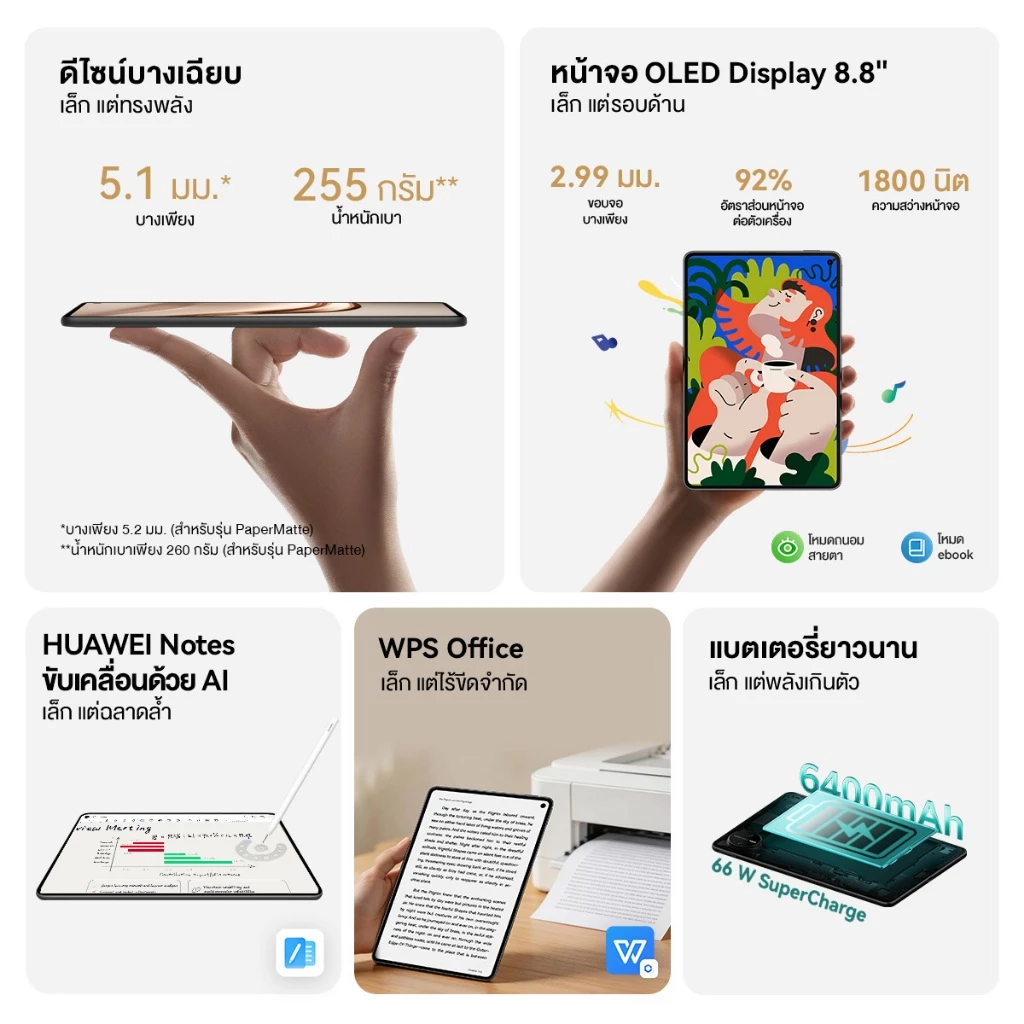 [6.30 | โค้ดลด 25%] HUAWEI MatePad Mini Series | แท็บเล็ต | ดีไซน์บางเฉียบ | หน้าจอ Flexible OLED 8.8" thumbnail 4