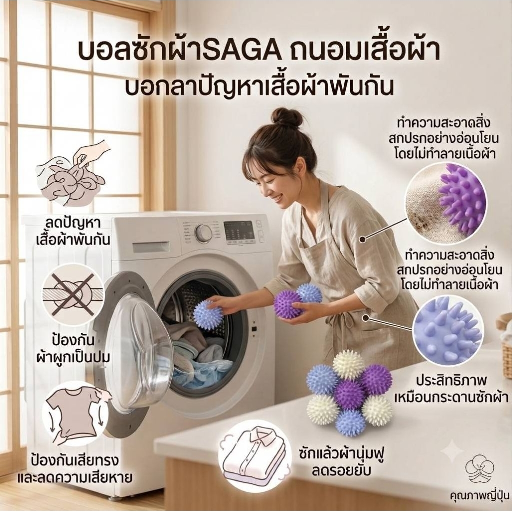 ลูกบอลซักผ้า SAGA ตัวช่วยซักผ้า