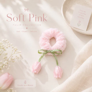 ยางรัดผม •BK-TIN HANDMADE•🌷 Flower Dream Collection 🌷ยางรัดผมขนนุ่มดีไซน์ดอกทิวลิปสุดน่ารัก