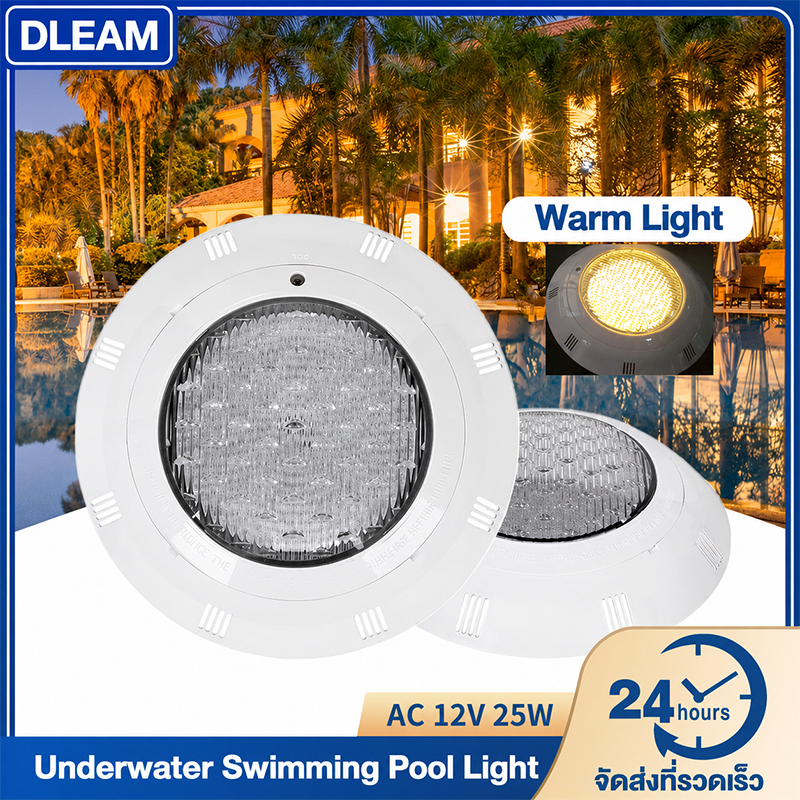 SMD5050 ไฟ LED สระว่ายน้ำ AC12V IP68 โคมไฟใต้น้ำติดผนังกันน้ำ Warm Light ไฟสระน้ำ โคมไฟใต้น้ำ