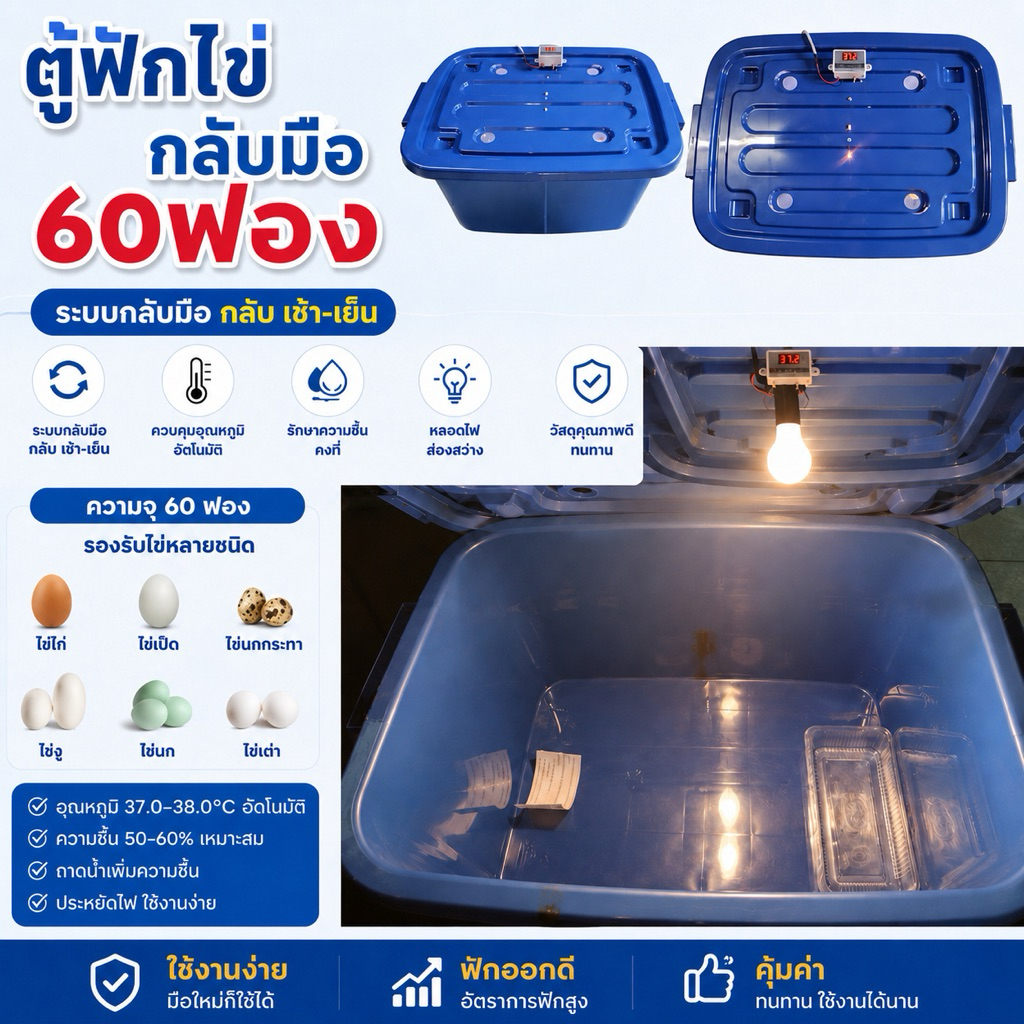 ตู้ฟักไข่อัตโนมัติ 24/50 ฟอง เครื่องฟักไข่ ตู้ฝักไข่ไก่ เครื่องฟักไข่อัตโนมัติ ตู้ฟักไข่ราคาถูก ตู้ควบคุมอุณหภูม