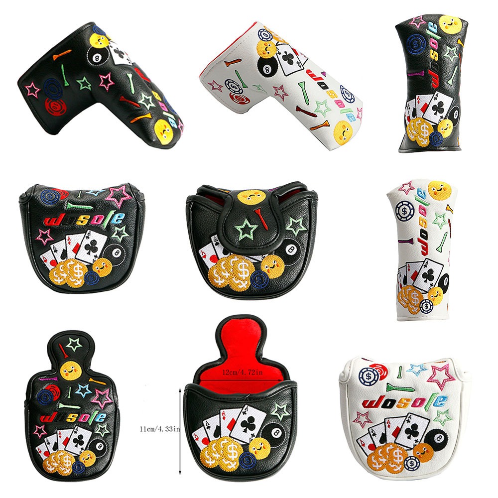ปลอกหุ้มหัวไม้กอล์ฟ Putter L/O ลาย Poker สีขาว/ดำ (CVN008) Cover Putter O/L New Collection