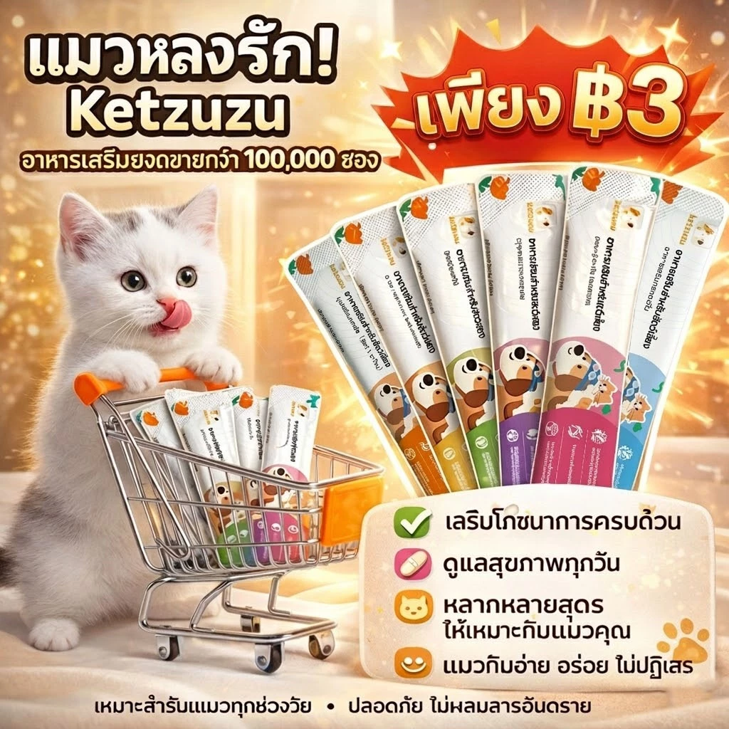 【COD】อาหารเสริมแมว Ketzuzu, อาหารเสริมวิตามินหลักสำหรับแมว, เสริมสร้างภูมิคุ้มกัน, บำรุงเลือด, ปกป้อง