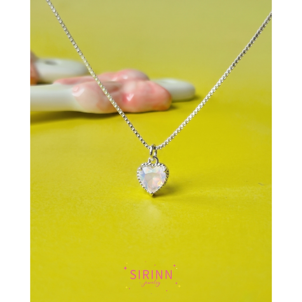 Opalite Heart Necklace สร้อยคอจี้หัวใจโอปอลไลท์ Sirinn Jewelry