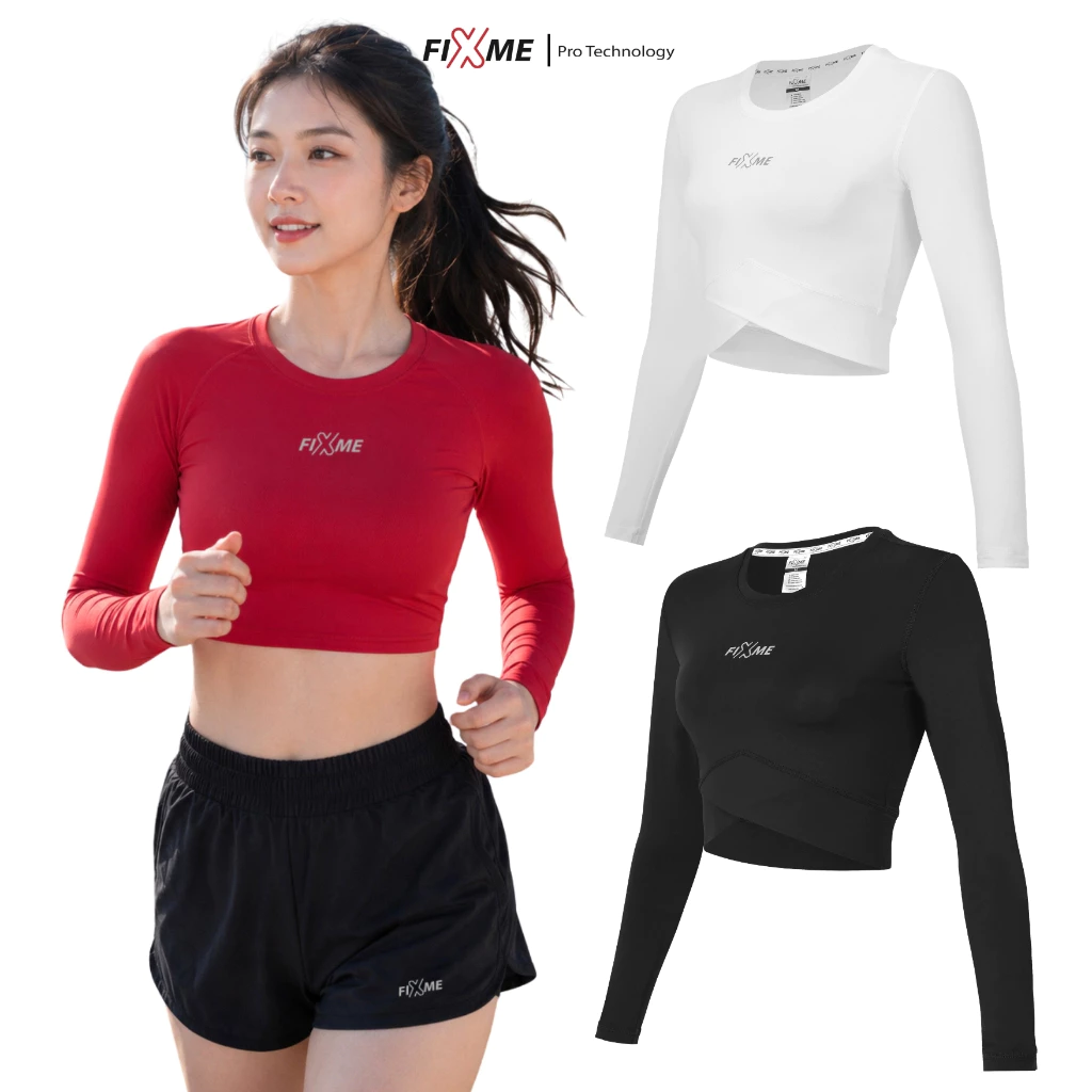 V-line เสื้อกันยูวีเอวลอย แขนยาว เสื้อครอปวิ่ง กันuv 99% เสื้อครอปกีฬา