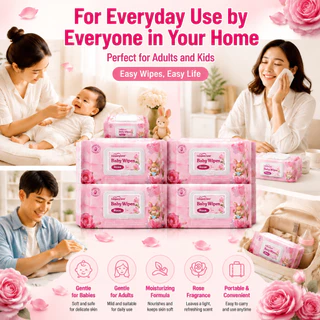 Company Love Baby Wipes 100แผ่น ห่อใหญ่ สูตรอ่อนโยน ผ้าเช็ดหน้าเช็ดตัวเด็ก แบบหนา นุ่ม ไม่แสบตา ใช้ได้ตั้งแต่แรกเกิด