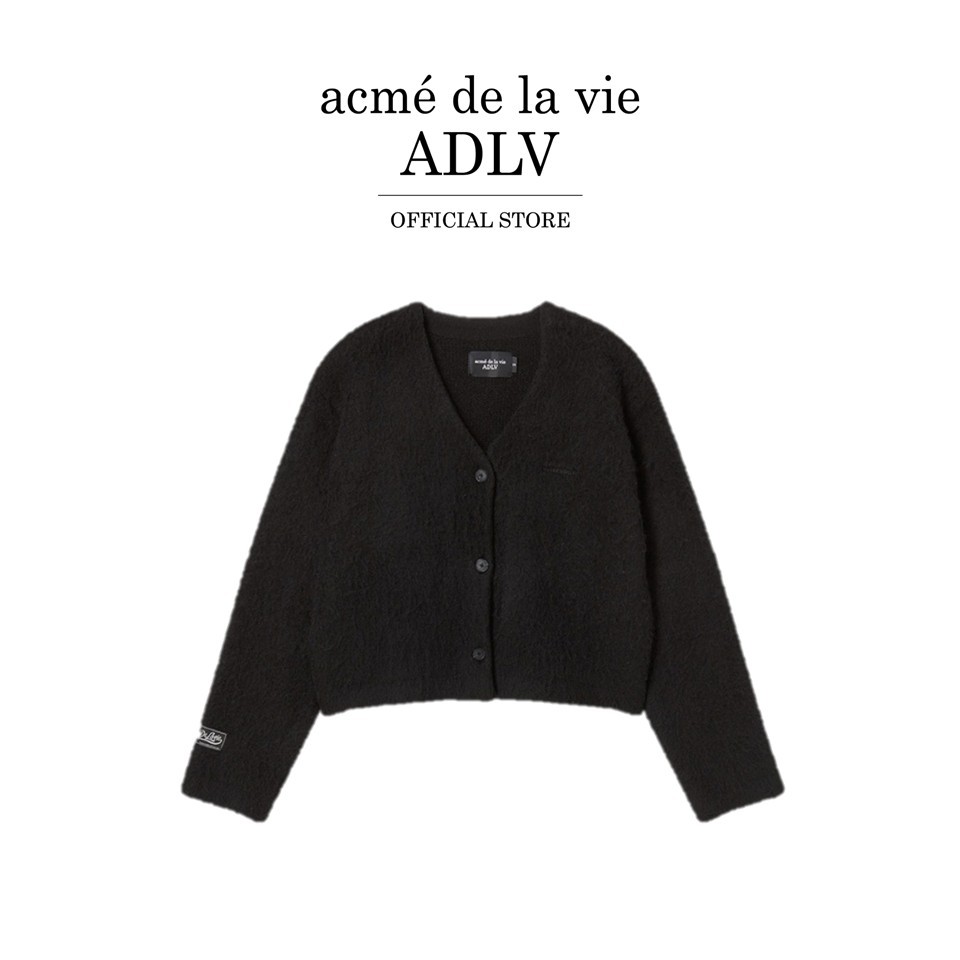 ADLV [acme de la vie] เสื้อแขนยาว รุ่น Woman V Neck Crop Solid Cardigan Black (50012SVNKNF_F5BKXX)