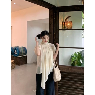 (พร้อมส่ง เขียว น้ำตาล) Bowie Top เสื้อชีฟองมีเชือกผูกโบว์ด้านหลัง - 9855 TAG WG.WE 🇰🇷