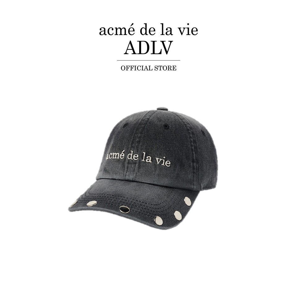 ADLV [acme de la vie] หมวก รุ่น Stud Point Washed Ball Cap Black (50011SPWCAU_S6BKXX)