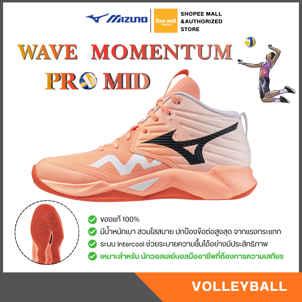 Mizuno Wave Momentum PRO MID รองเท้าวอลเลย์บอล หุ้มข้อ ตัวเด็ด มิตซูโน่ แท้