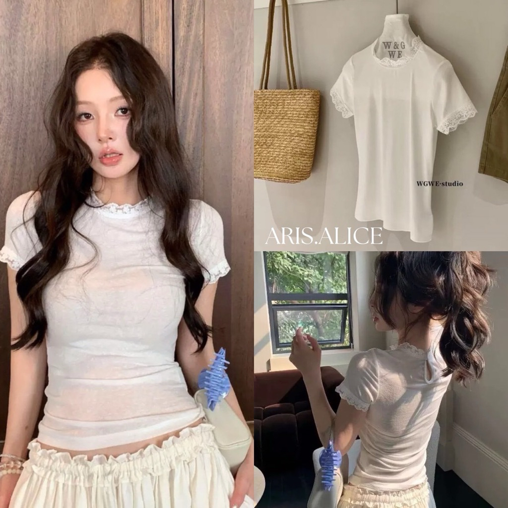 เสื้อแต่งลูกไม้ด้านใน TAG : WG.WE🇰🇷 เนื้อผ้าใส่สบาย แมทซ์ง่าย หยิบมาใส่ได้ตลอดค่ะ