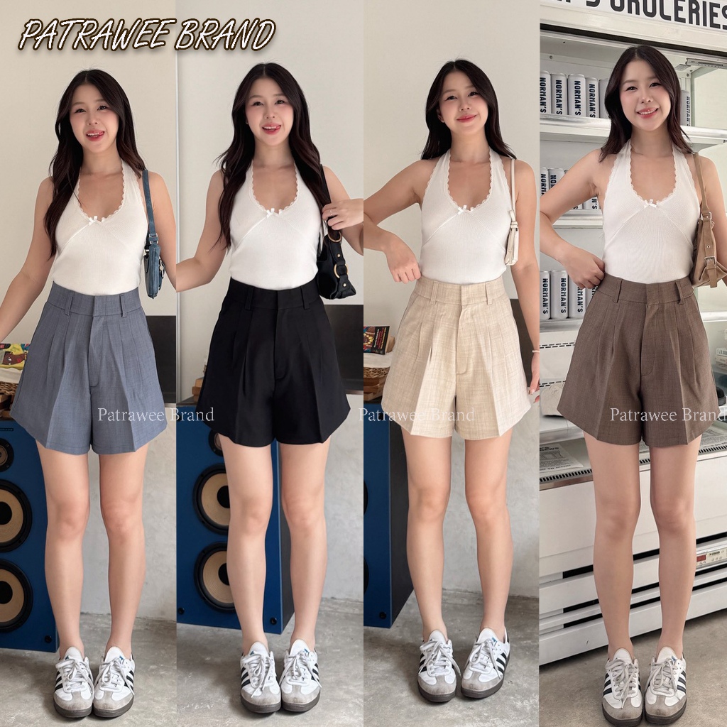 P56 Patrawee Brand  chic pants กางเกงขาสั้นเอวสูง ทรงบาบี้หน่อยๆ น่ารักมากคะ  กางเกงขาสั้นผู้หญิง