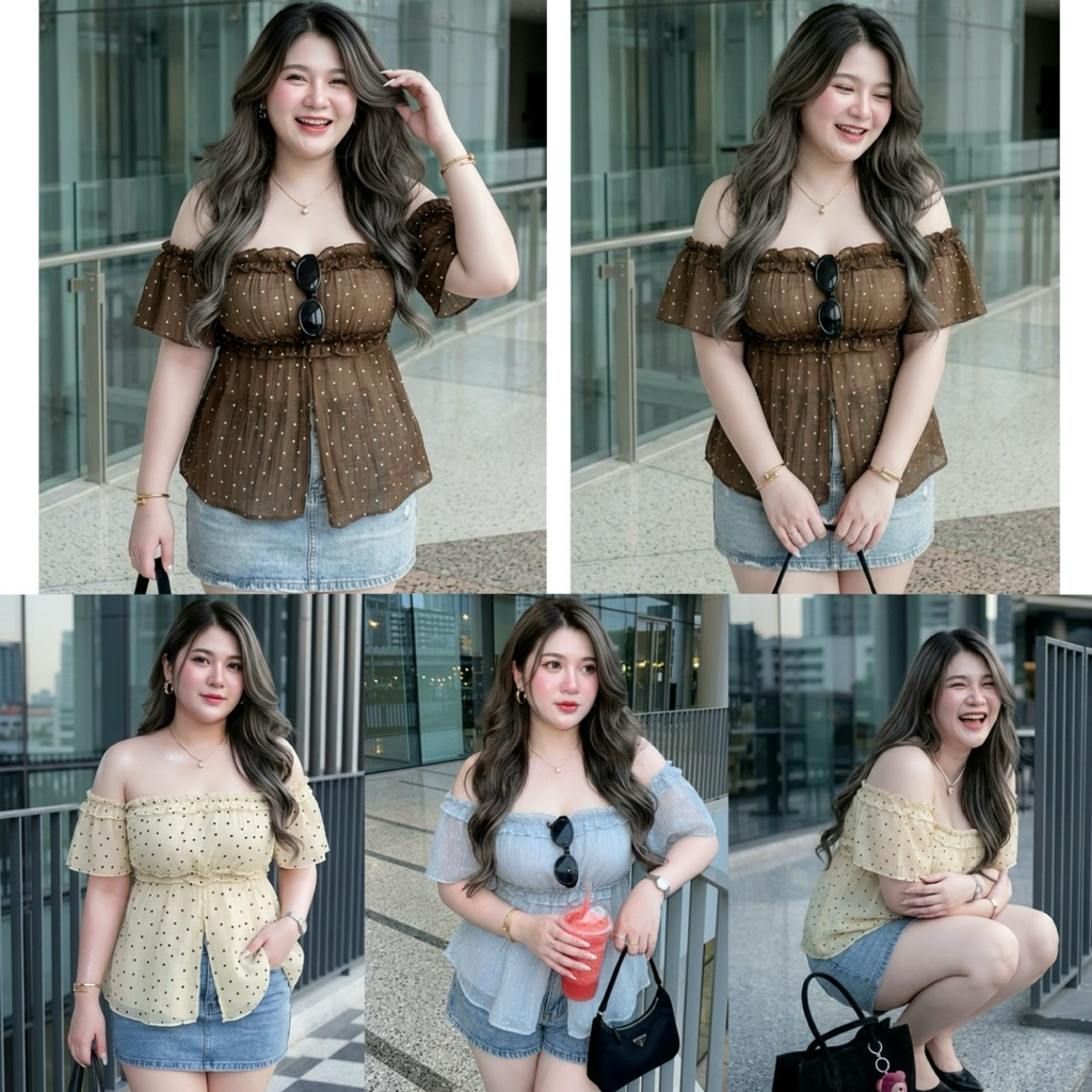 เสื้อเปิดไหล่สาวอวบอ้วน ไซส์ใหญ่ ใส่เที่ยวแซ่บๆ