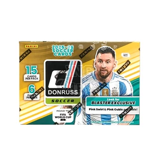 การ์ดสะสมฟุตบอล 2025-26 Panini Donruss Road to FIFA World Cup Soccer Hobby Blaster Box (Pink Swirl)