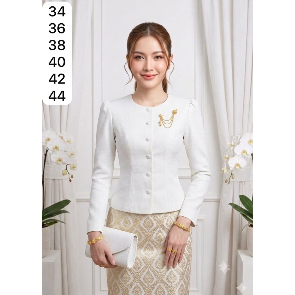 ผ้าฝ้าย เสื้อไหมลาว อัดกาวพร้อมจัดส่ง( ได้แต่เสื้อ)