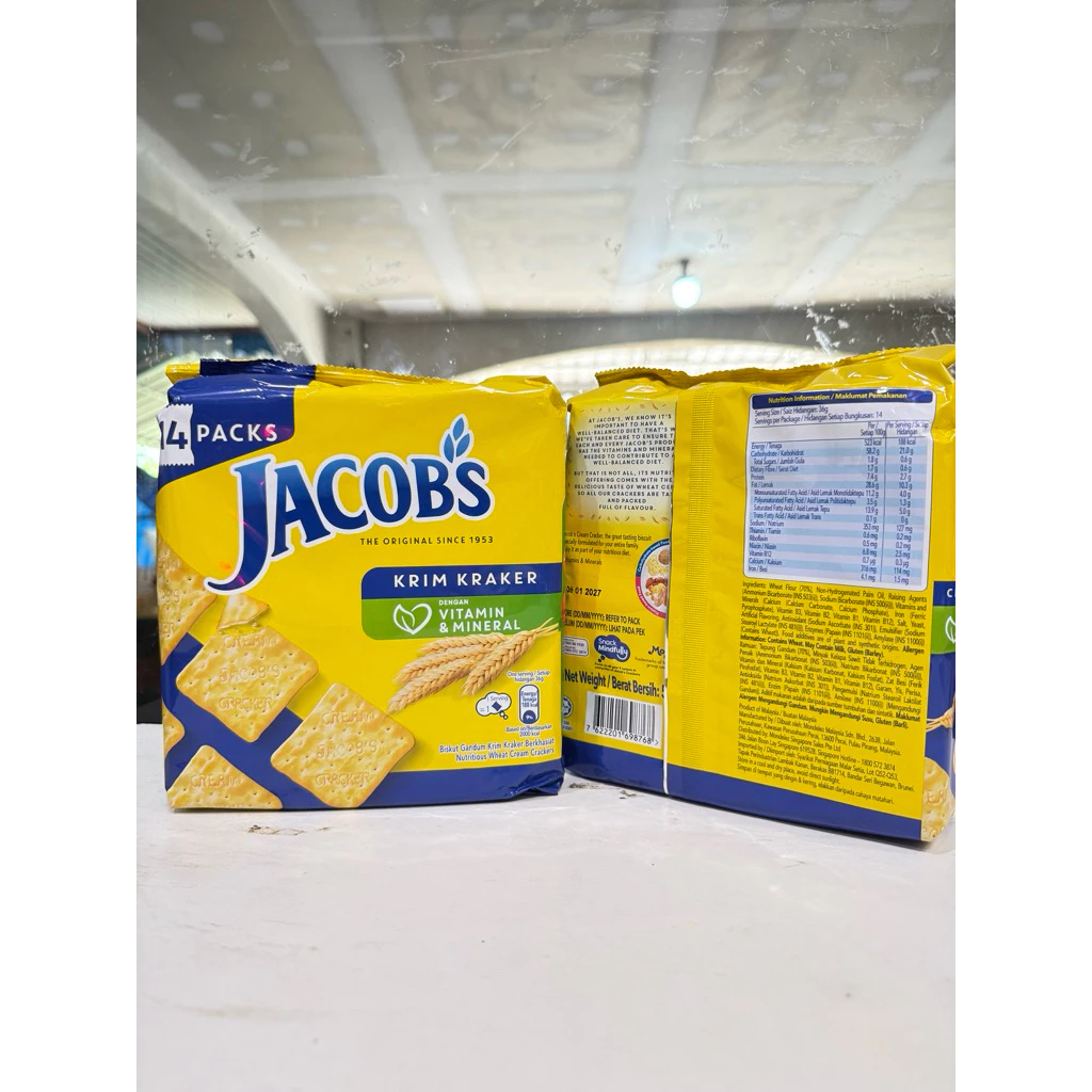 ขนมปัง จาค็อบส์ เควกเกอร์ JACOB'S ขนาด504 กรัม